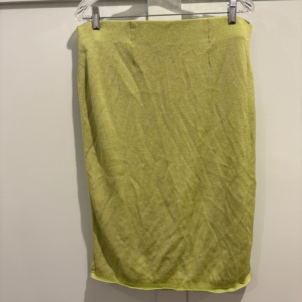 COLETTE MORDO FOR SADIMARA Lime Green Knit Midi Skirt Size XL